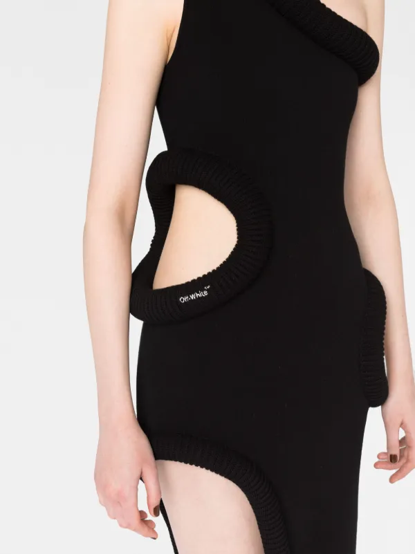 ワンピース Off-White Woman Dress Black OWHI090S23KNI001 1045 Off-White Sleeveless one-shoulder Dress | Black | FARFETCH