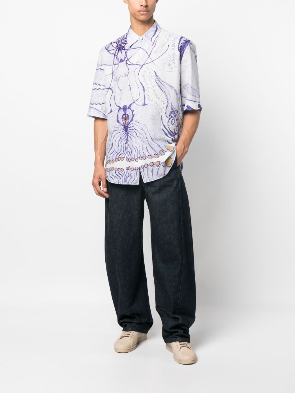Lemaire graphic-print Cotton Shirt - Farfetch