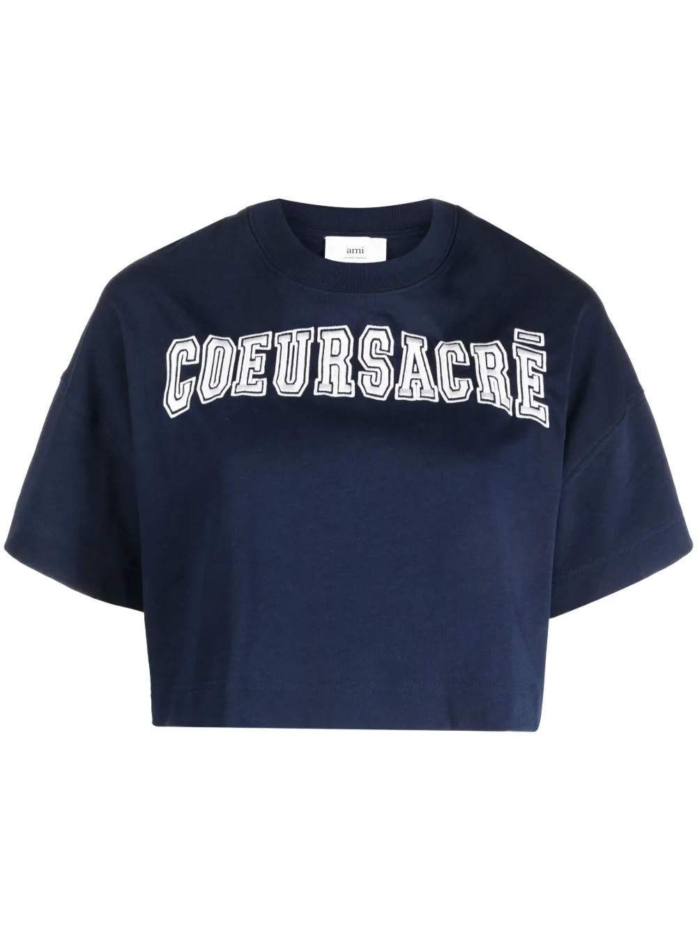 Ami Alexandre Mattiussi Caur Sacre Cropped T-shirt In Blue