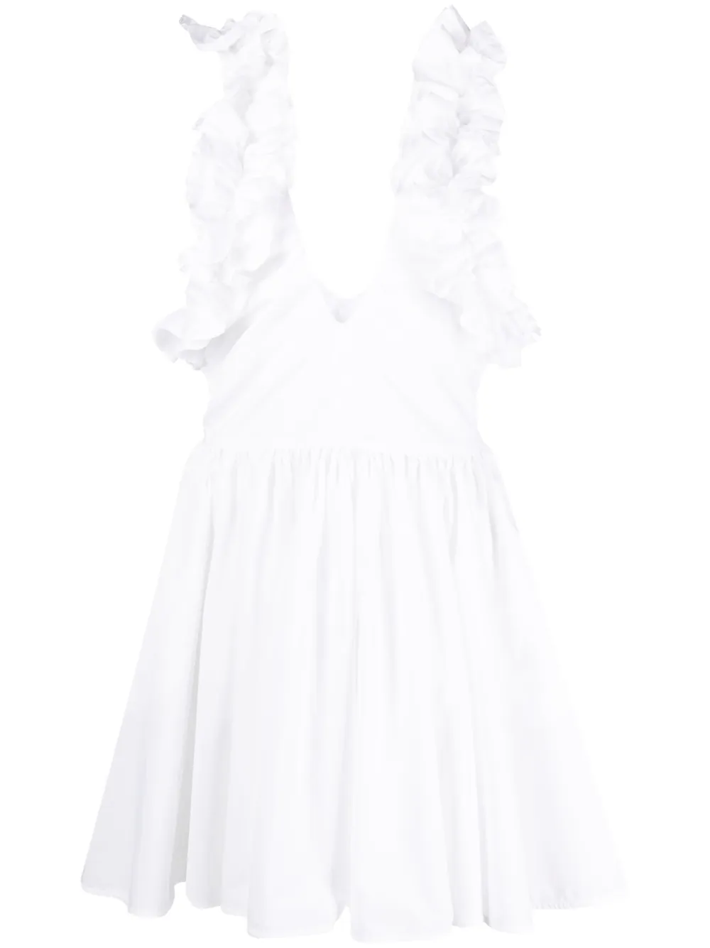 Msgm Ruffled-sleeve Flared Dress In White