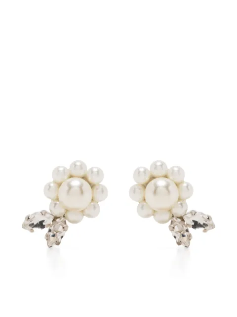 Simone Rocha Daisy Leaf faux pearl stud earrings
