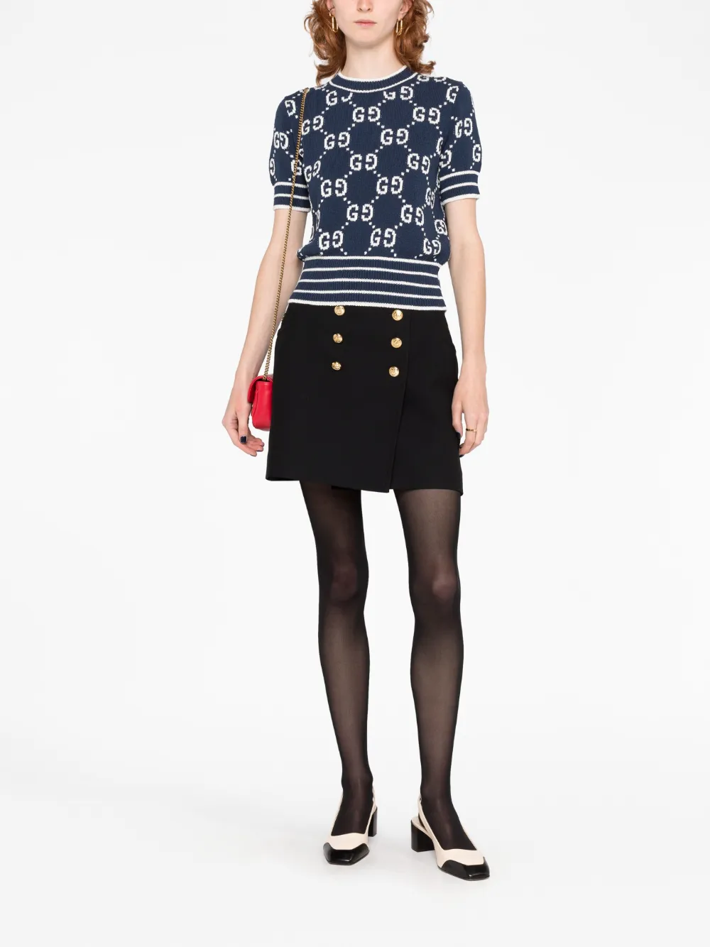 Gucci GG-jacquard knitted top - Blauw