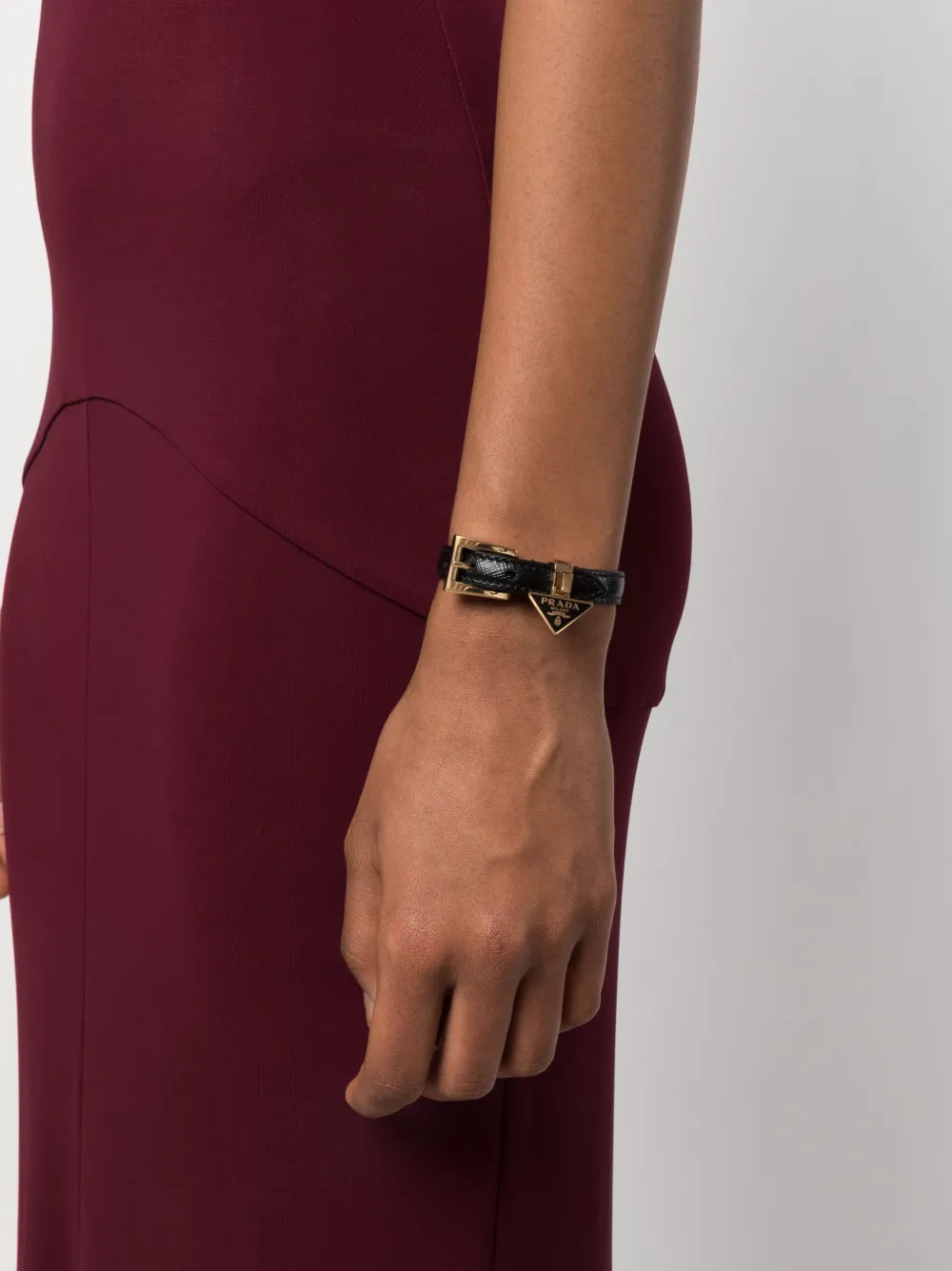 Prada Saffiano leather bracelet - Zwart