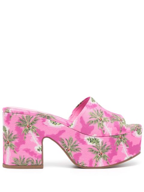 Larroude palm-tree print 90mm mules