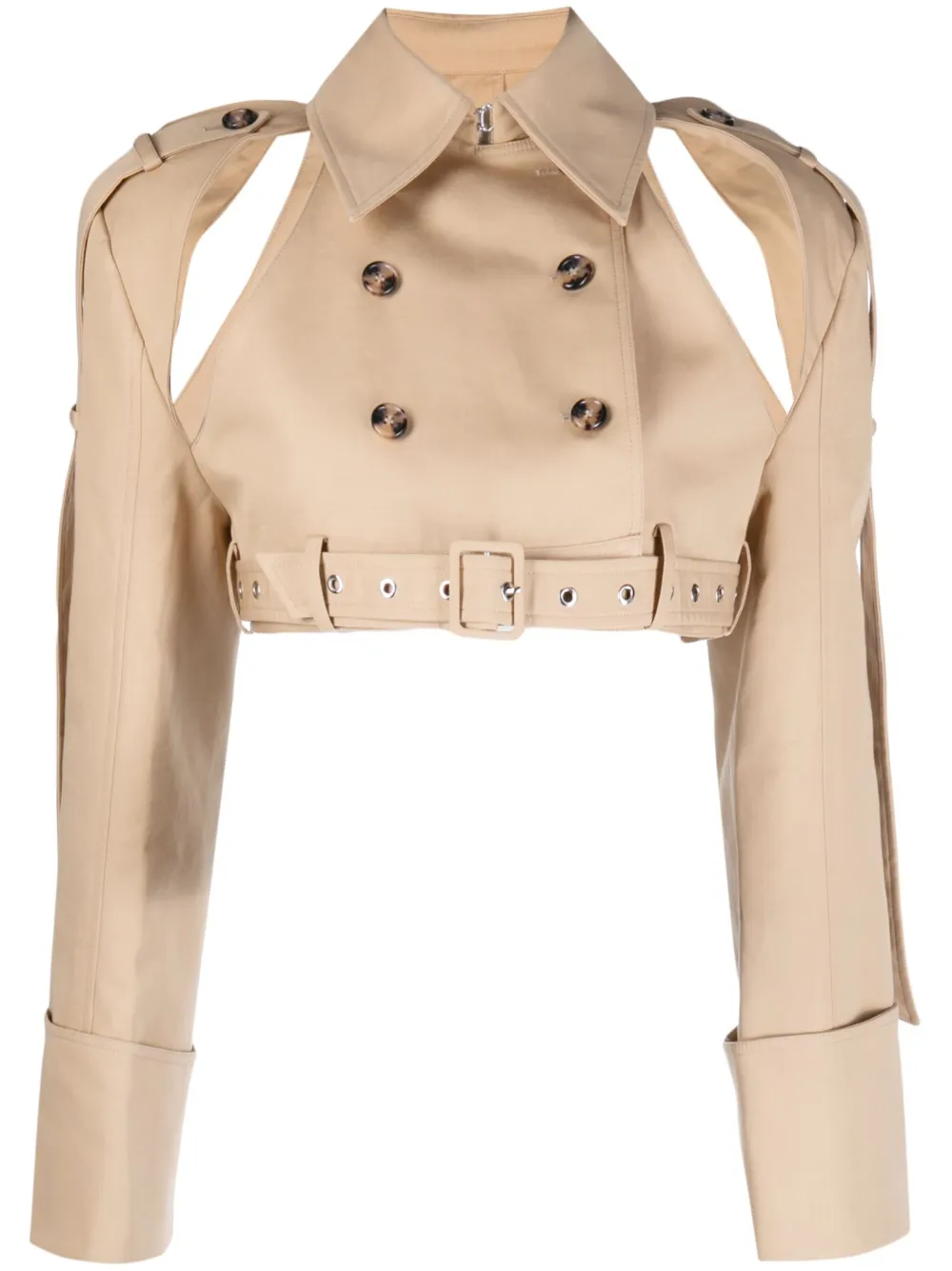 Rokh Cropped Trench Jacket In Brown