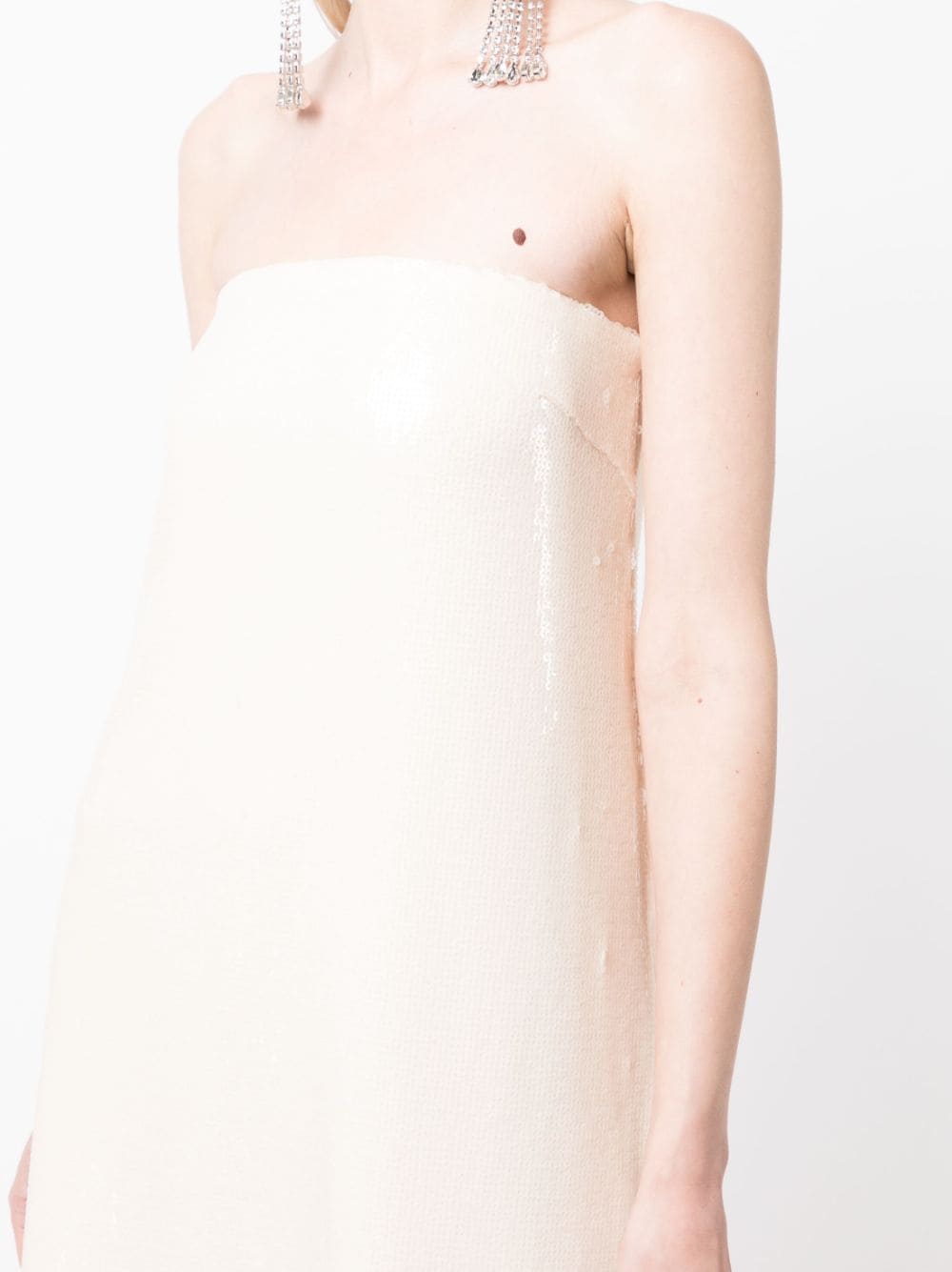 Shop Rokh Shimmer Semi-sheer Midi Dress In Neutrals