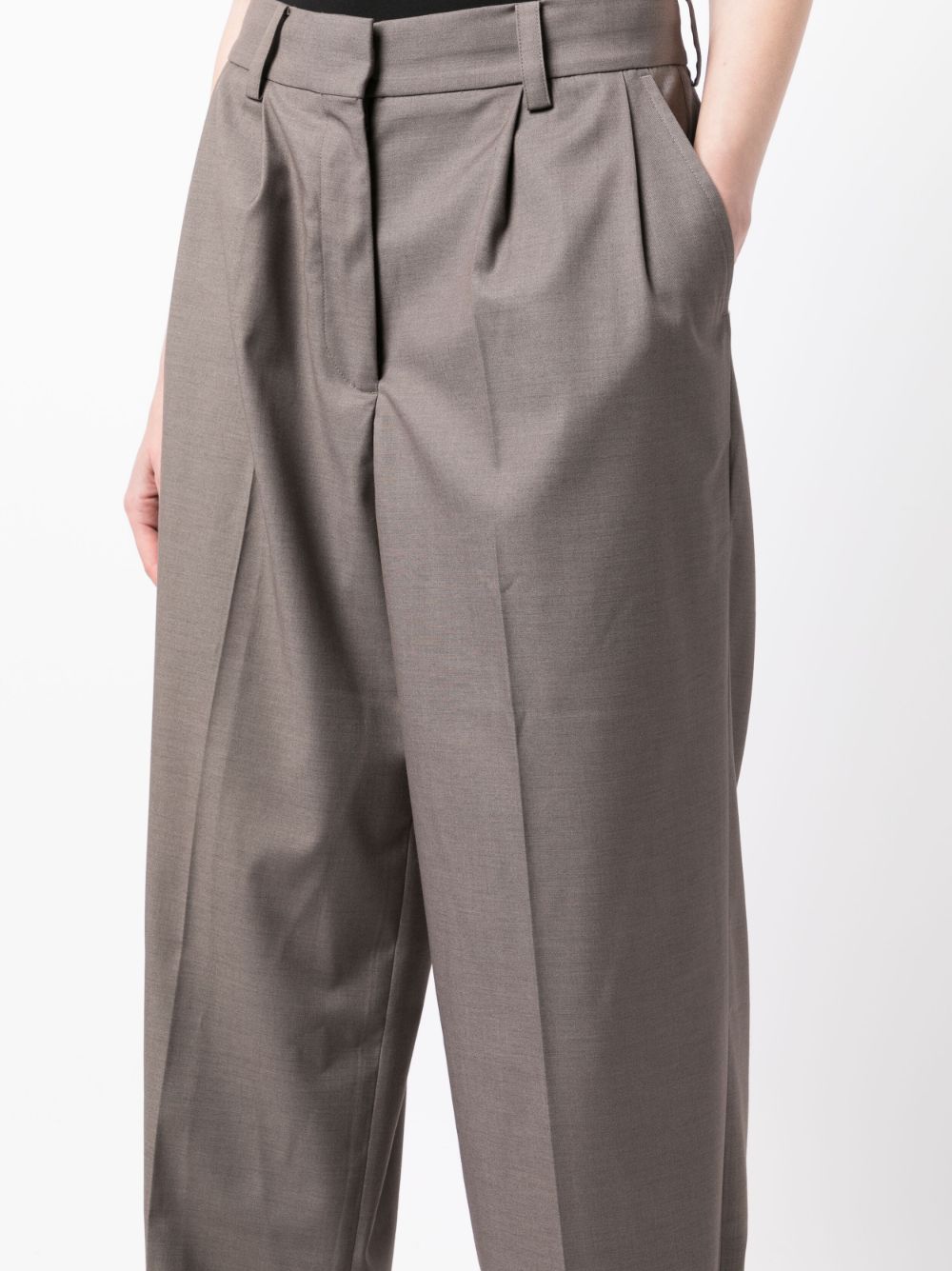 Shop Rokh Pressed-crease Tailored Trousers In Grey