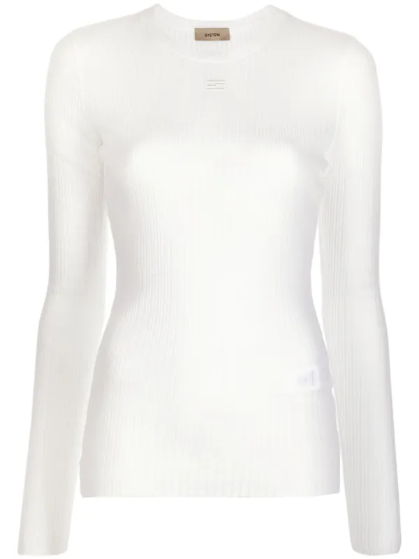 System semi-sheer ribbed-knit Top - Farfetch