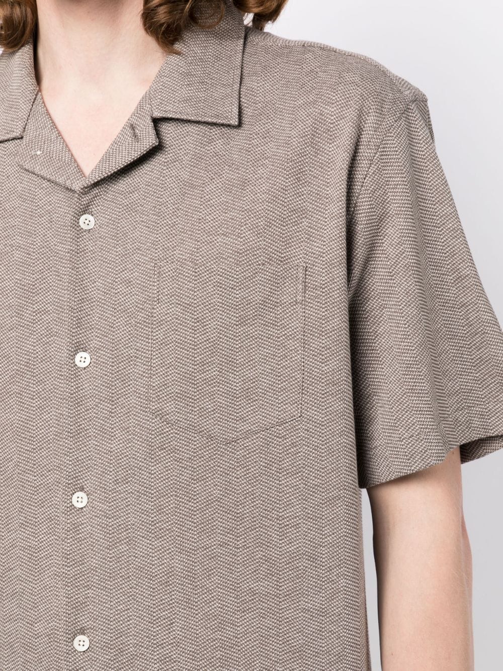 Shop Man On The Boon. Herringbone-pattern Short-sleeve Shirt In Brown