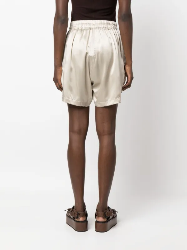 【送料&関税込】Rick Owens Silk Shorts Rick Owens Drawstring Silk Shorts | Neutrals | FARFETCH