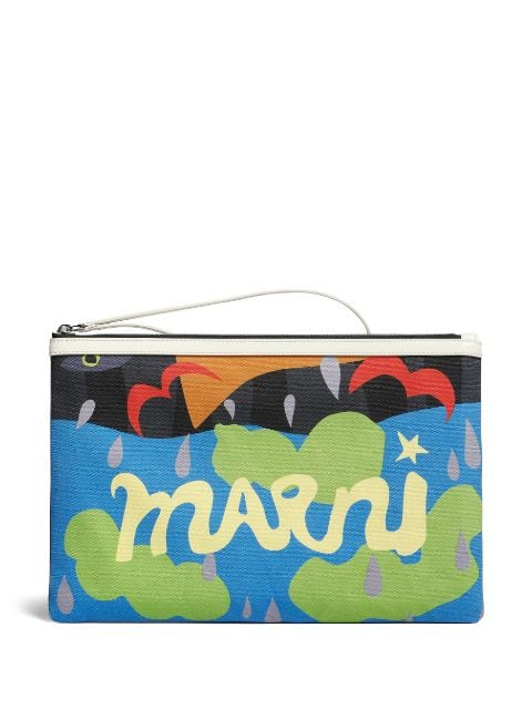 Marni logo-print clutch bag 