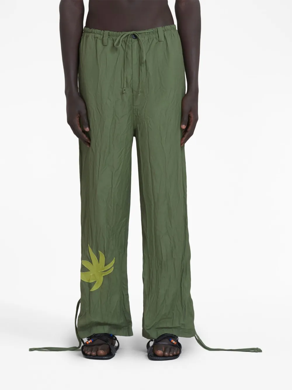 Marni Logo-print Wide-leg Trousers In 00v66