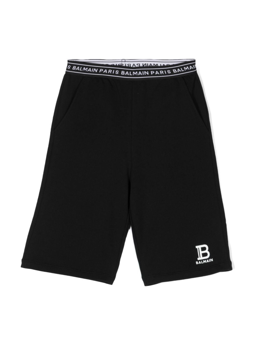 Balmain Kids' Logo-waistband Shorts In Black