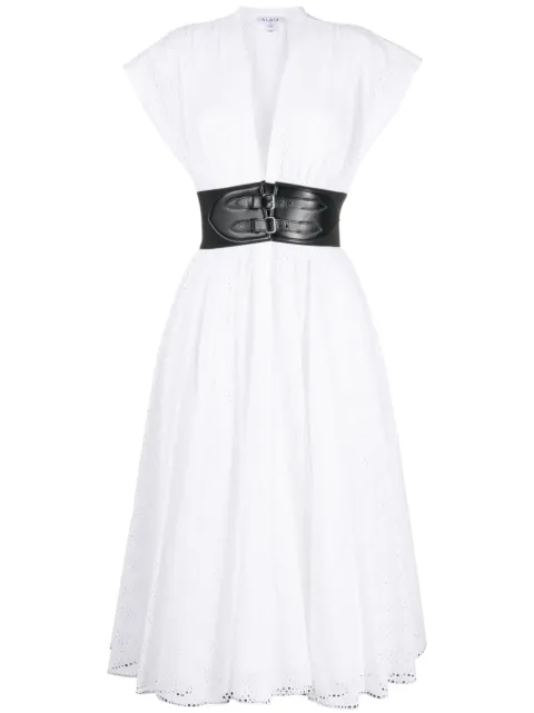 Alaïa perforated corset-belt dress