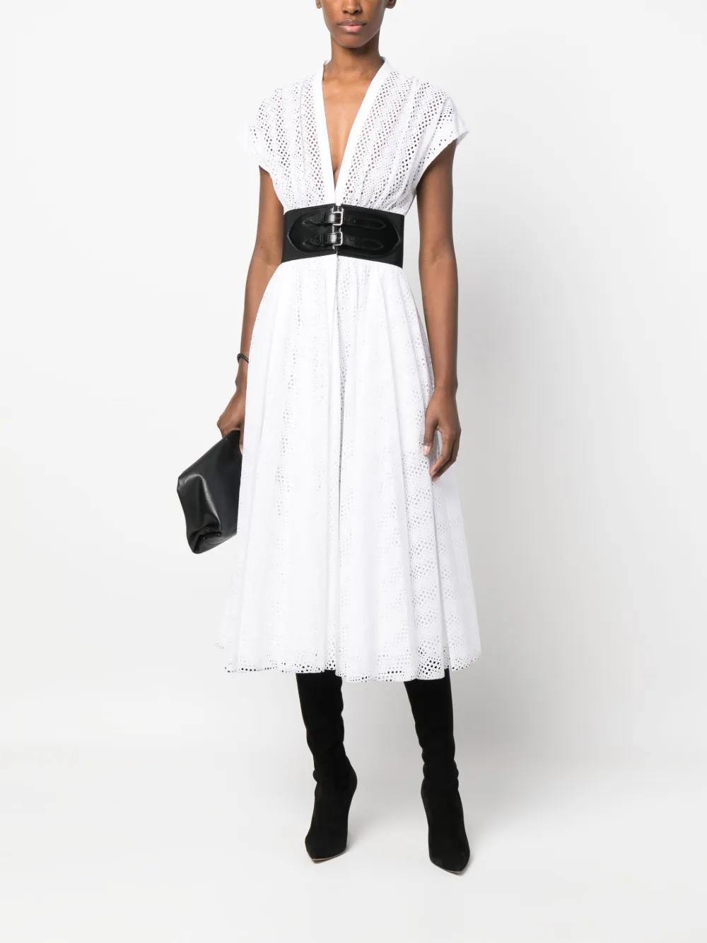 Alaïa perforated corset-belt dress | Day Dresses | Image 2