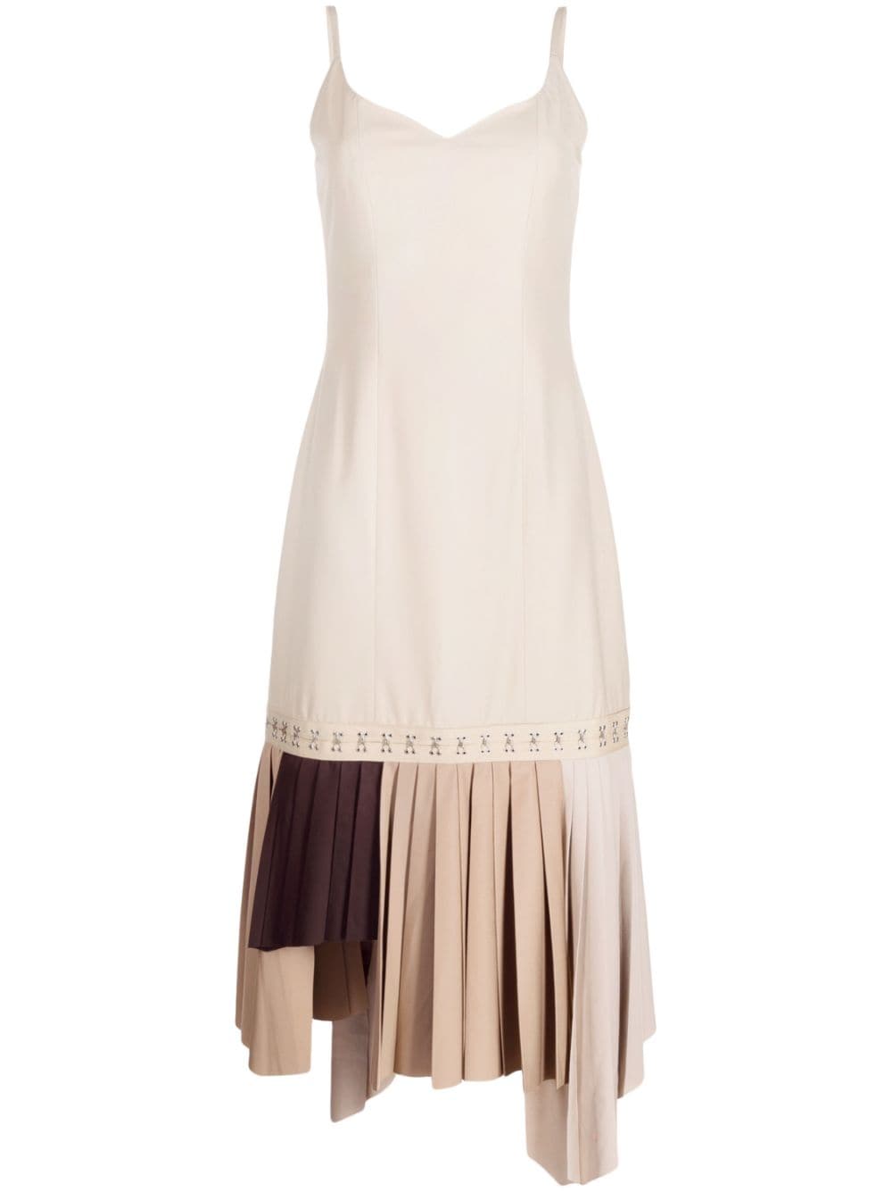 Rokh Sleveless Pleated Midi Dress In Brown