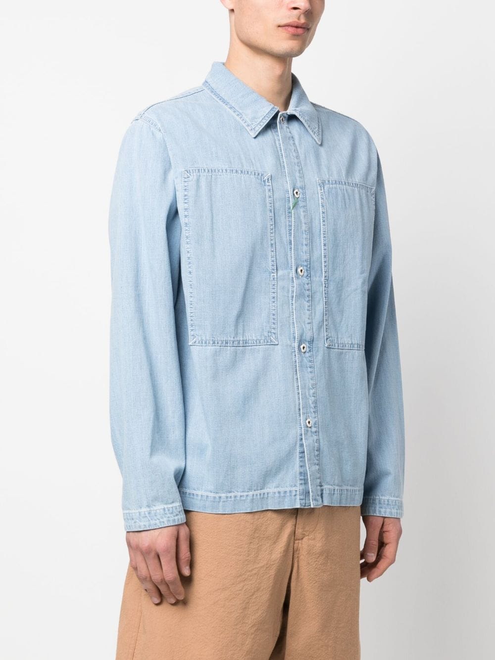 Shop Kenzo Patch-design Denim Shirt In Blue