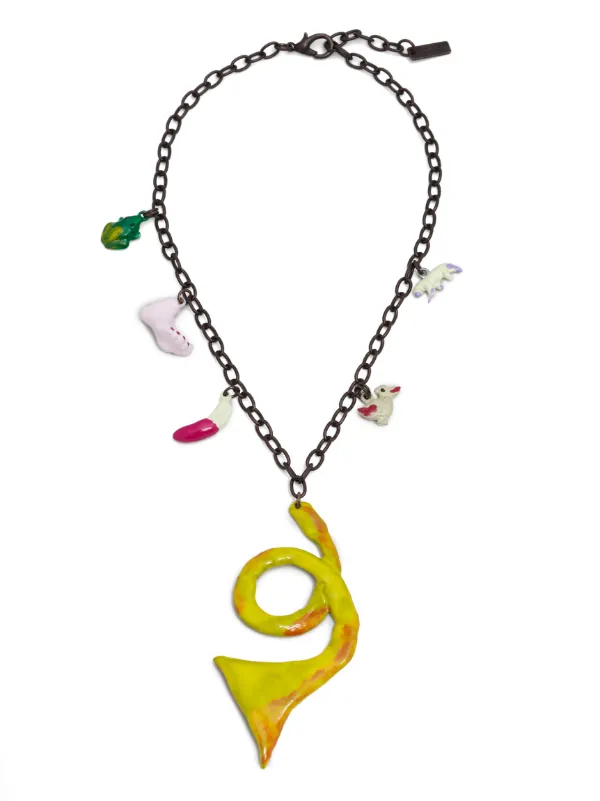Marni ビーズ チェーンリンク ネックレス | シルバートーン