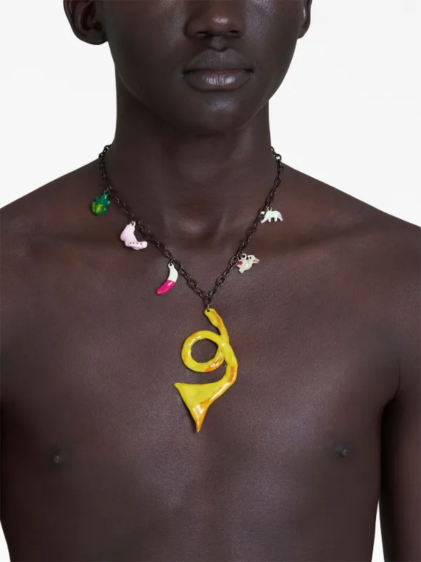 Marni ビーズ チェーンリンク ネックレス | シルバートーン