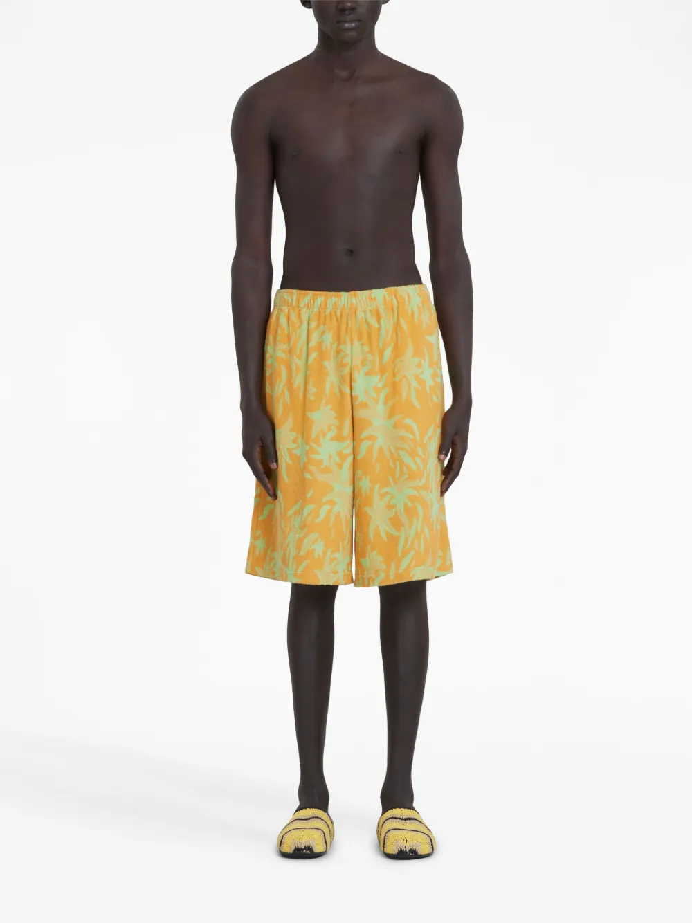 Marni Graphic-print Drop-crotch Shorts In Jqr17
