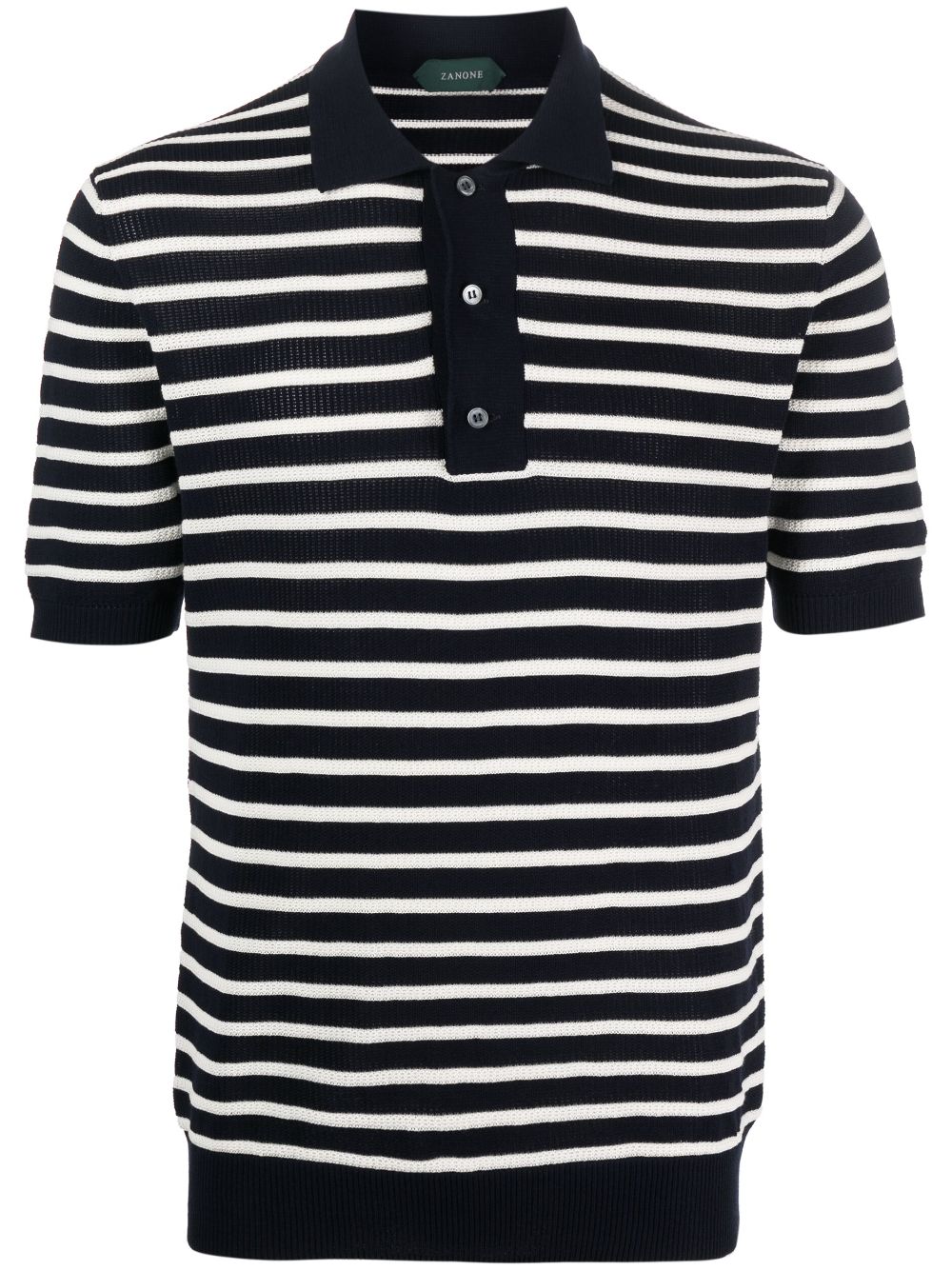 Zanone Stripe-print Short-sleeved Polo Shirt In Blue