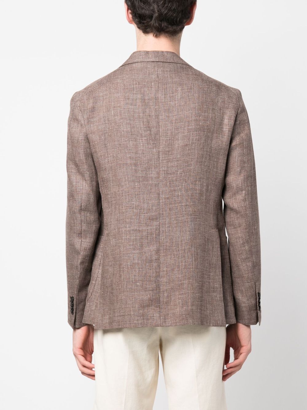 Shop Tagliatore Linen-wool Single-breasted Blazer In Brown