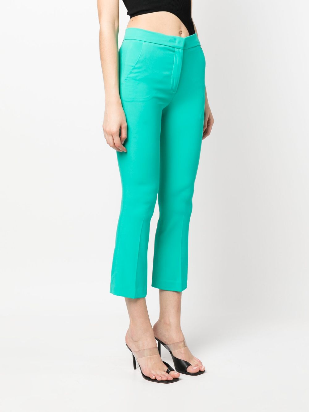 Shop Liu •jo Cropped Straight Trousers In Green