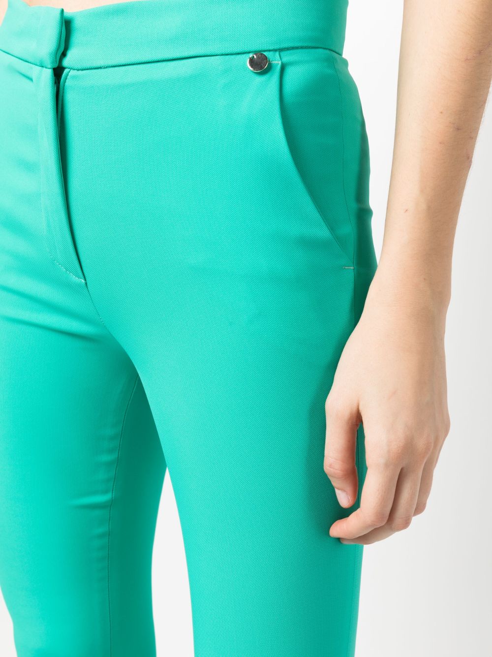 Shop Liu •jo Cropped Straight Trousers In Green