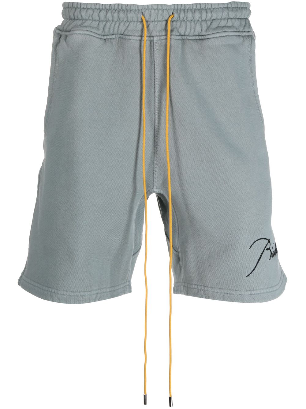 Rhude Logo-embroidered Cotton Shorts In Light Blue