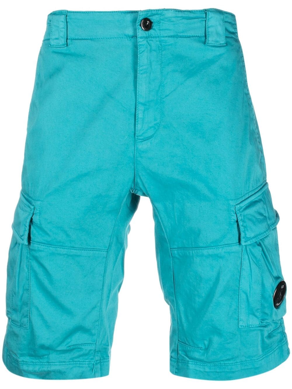 C.p. Company Lens-detail Cargo Shorts In Blau