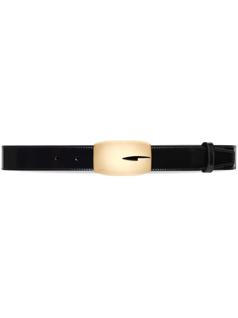 Gucci Rectangular G Buckle Leather Belt In Black