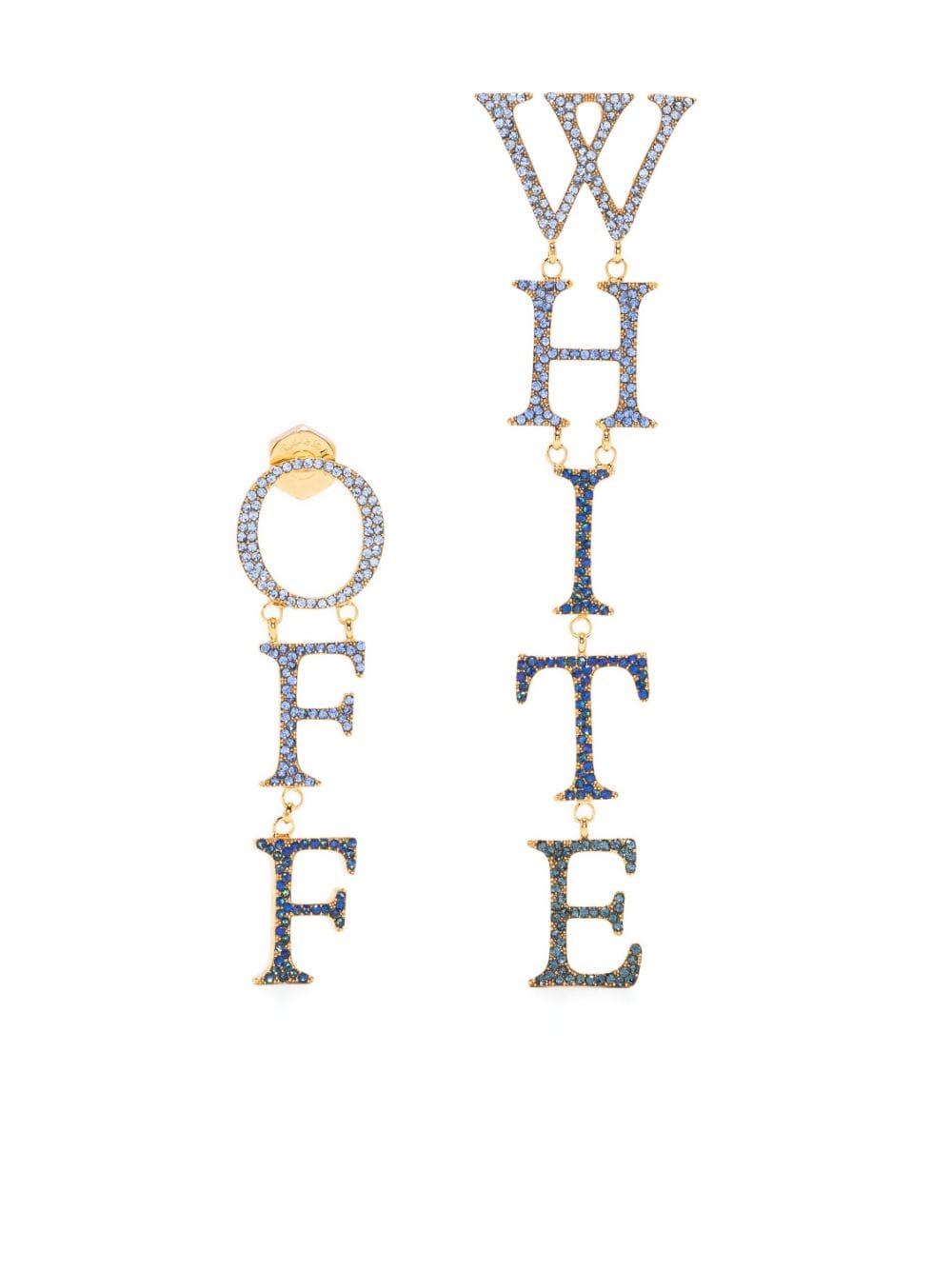 Shop Off-white Crystal-embellished Logo Earrings In Gold