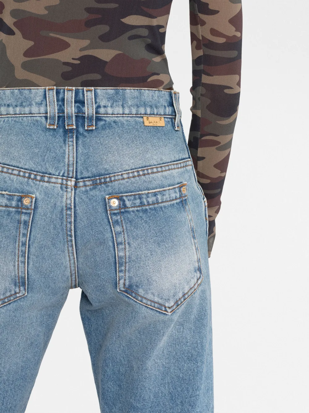  Balmain Vaqueros Bootcut Con Abertura Frontal - Azul 