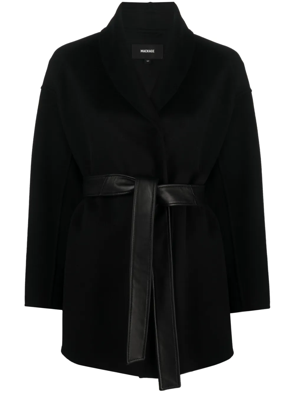 Mackage Belted Wrap Coat In Black