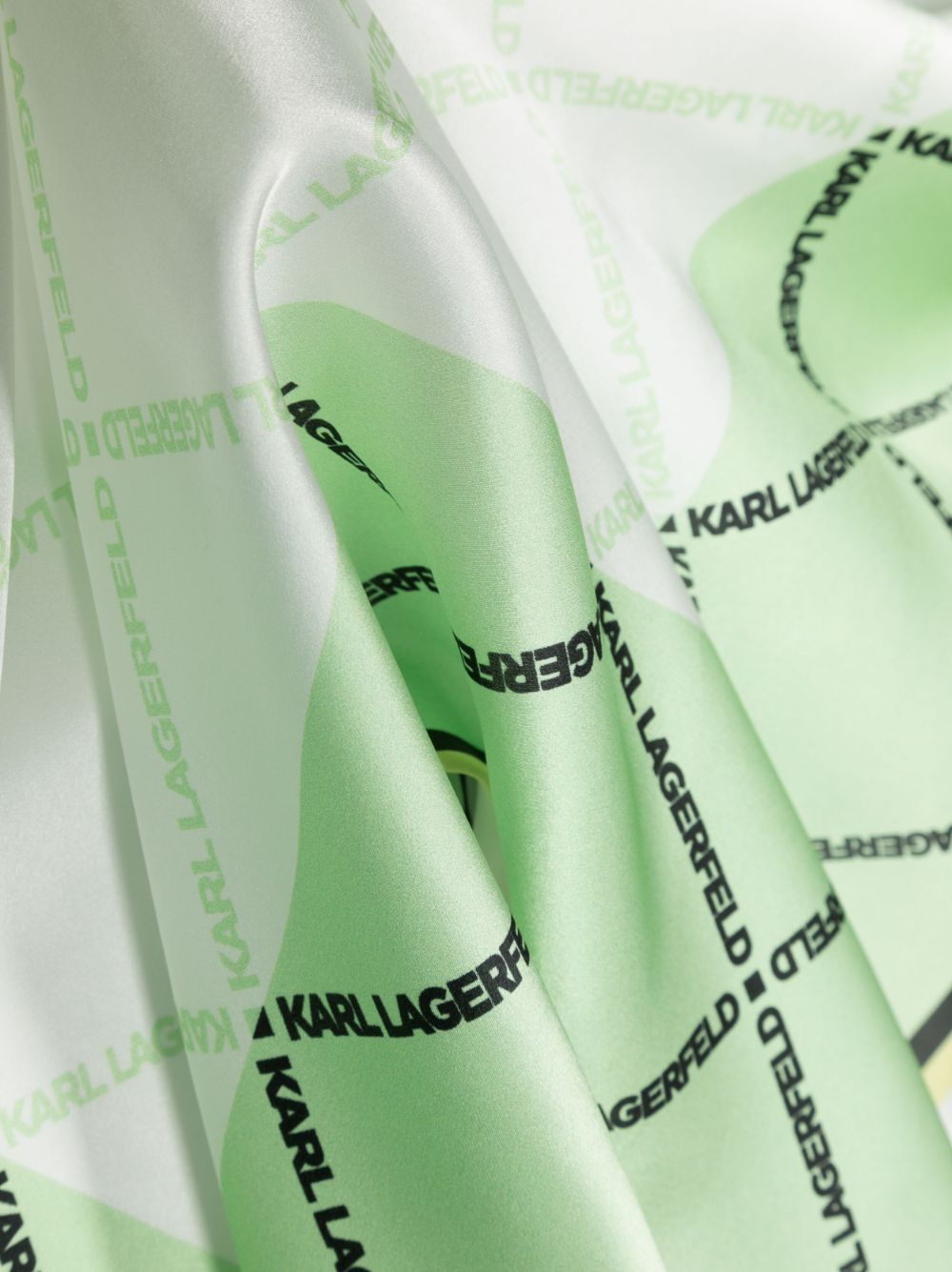 Shop Karl Lagerfeld Logo-print Silk Scarf In Grün