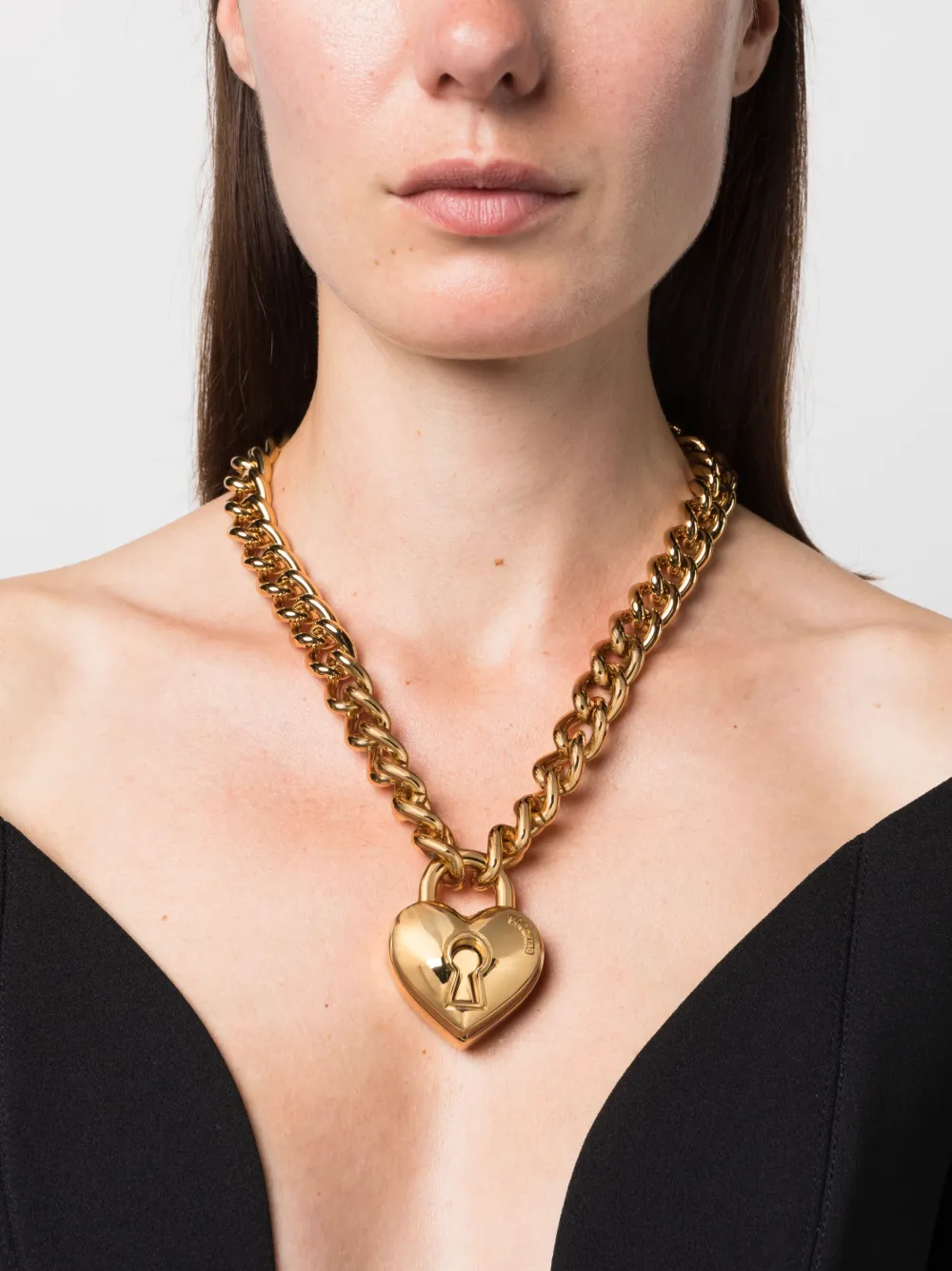 Moschino heart-pendant necklace - Goud
