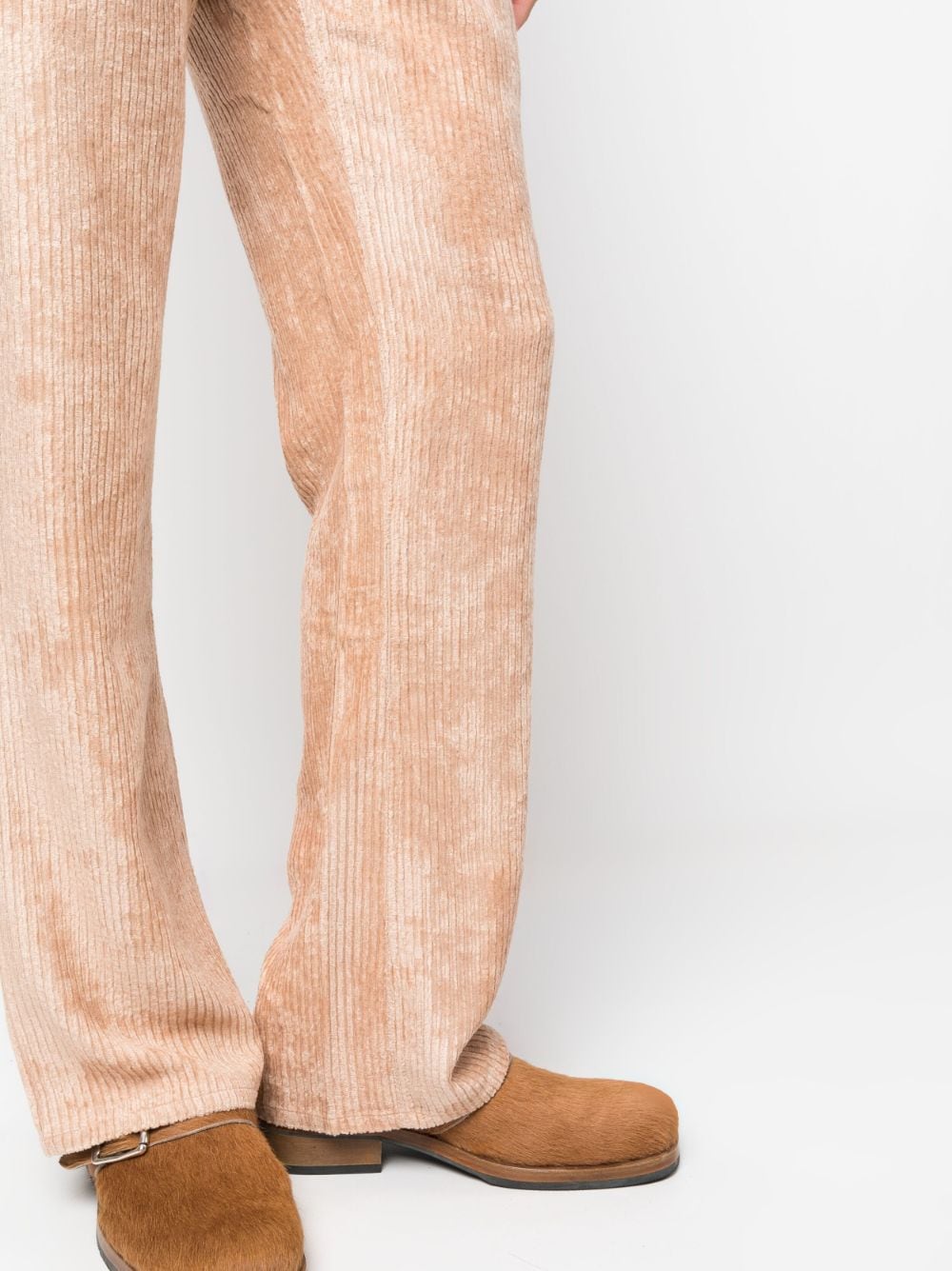 Shop Séfr Flared Corduroy Trousers In Nude