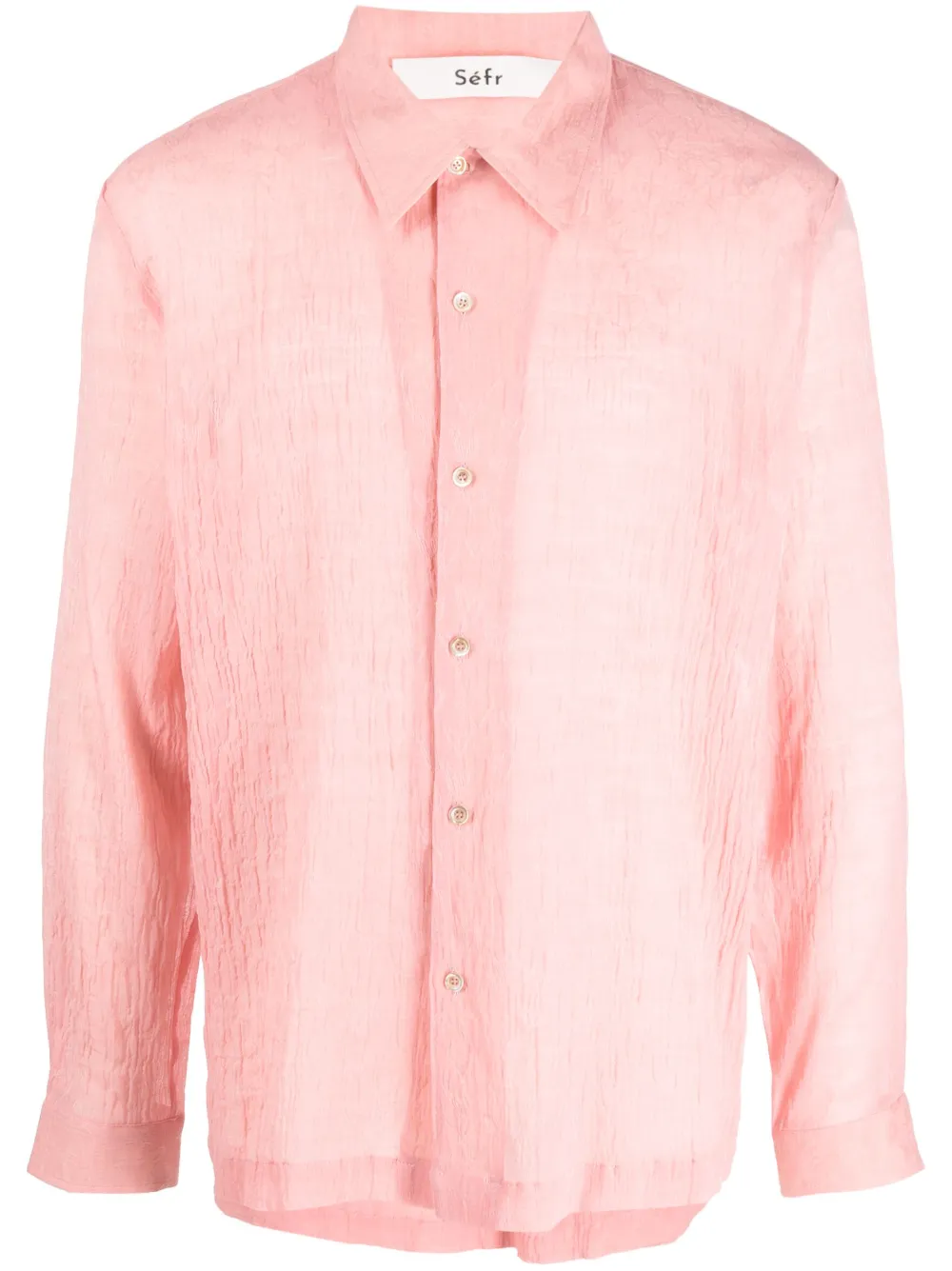 Shop Séfr Textured Cotton-blend Shirt In Pink