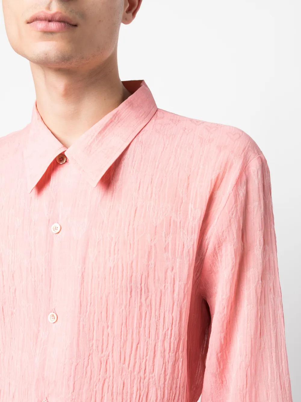 Shop Séfr Textured Cotton-blend Shirt In Pink