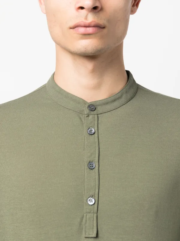 band collar polo shirt