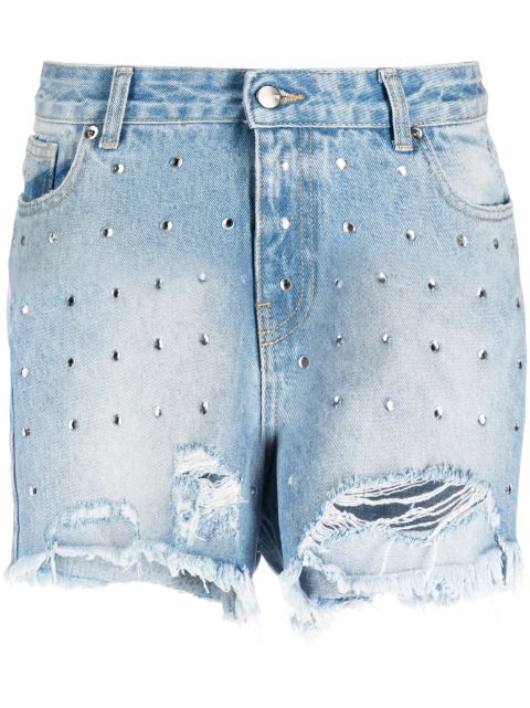 BARROW crystal-embellished denim shorts