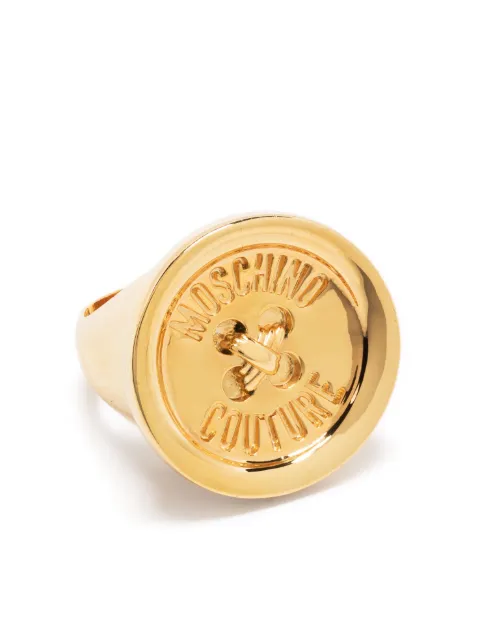Moschino debossed-logo sovereign ring
