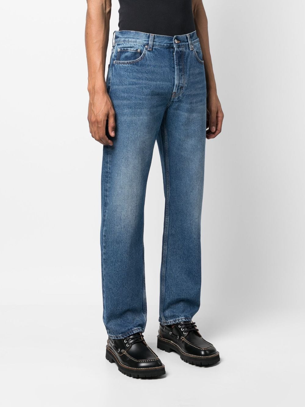 Shop Séfr Mid-rise Straight-leg Jeans In Blue