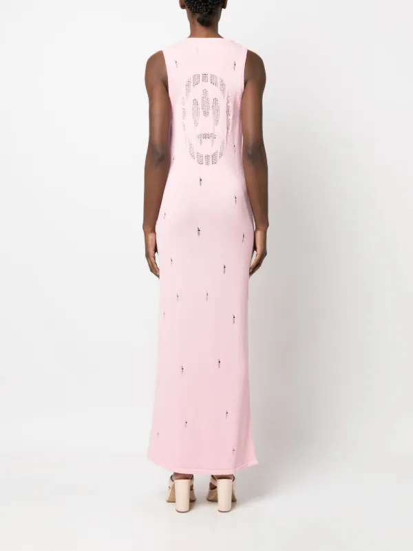 pink distressed dress BARROW Distressed Knitted Maxi Dress | Pink