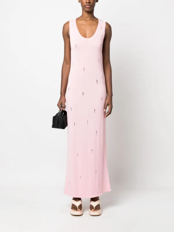 BARROW Distressed Knitted Maxi Dress | Pink | FARFETCH BARROW Distressed Knitted Maxi Dress | Pink | FARFETCH