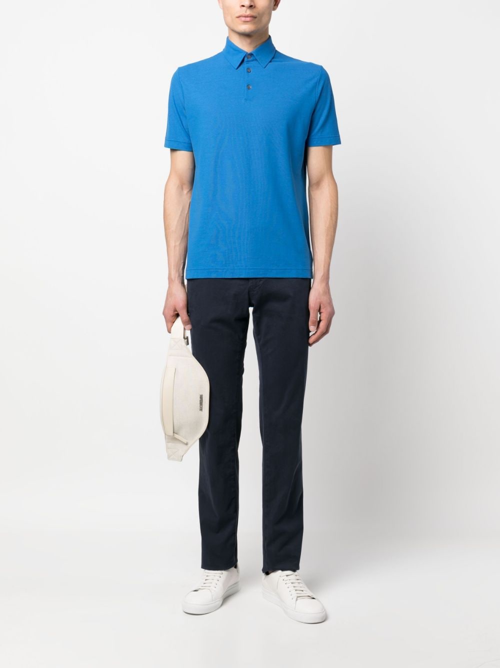 Shop Incotex Slim-cut Chino Trousers In Blue