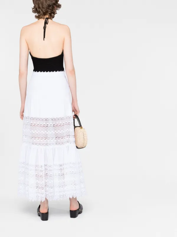 Charo Ruiz Ibiza Violet lace-detail Ruffled Maxi Skirt
