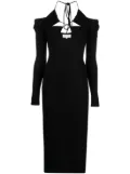 Lama Jouni V-neck tie-fastening dress - Black