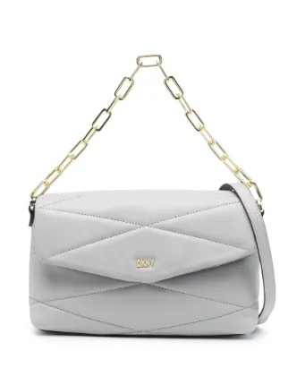 DKNY Quilted Leather Crossbody Bag Grey FARFETCH UK