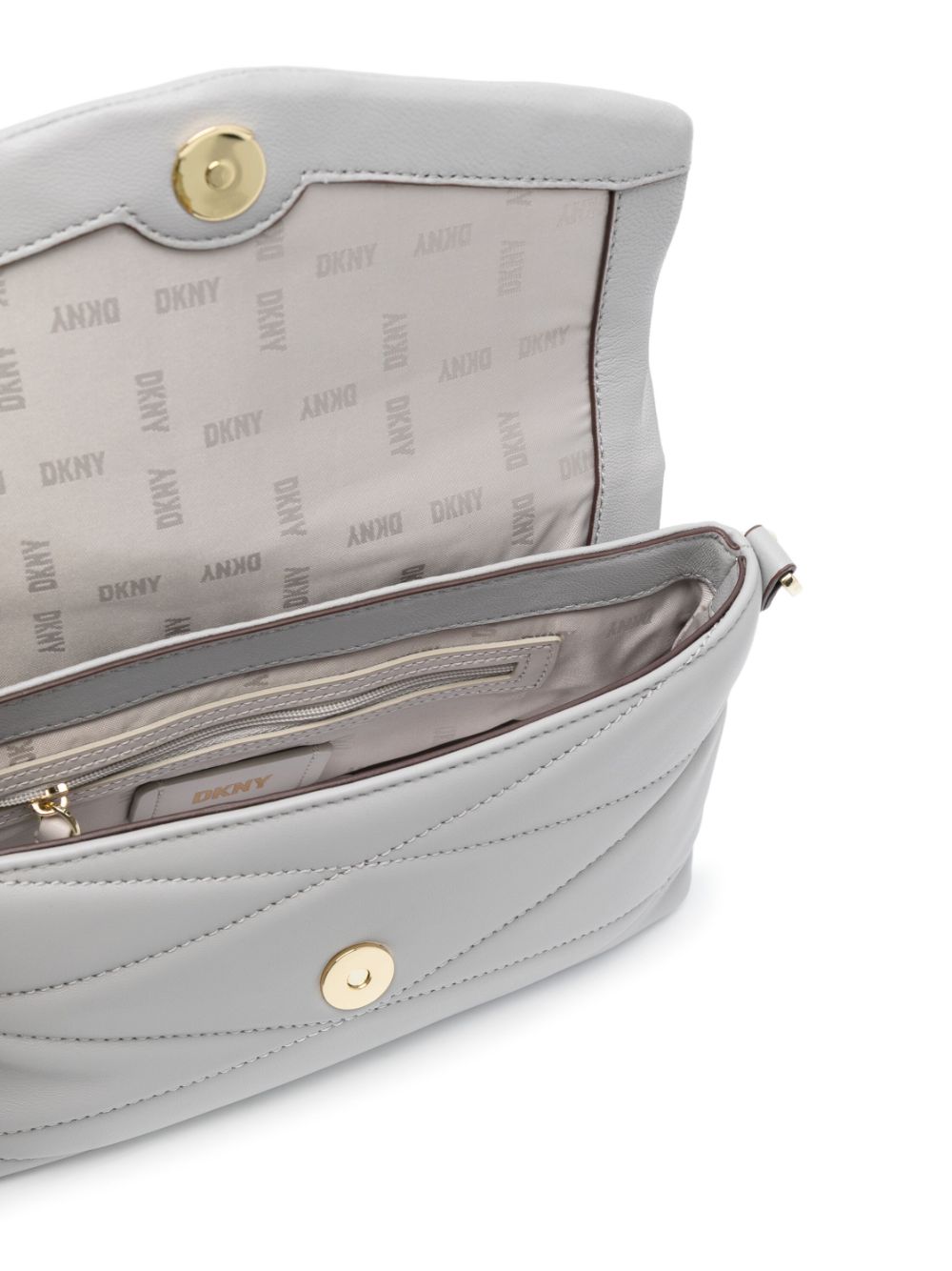 Shop Dkny Quilted Leather Crossbody Bag In Grey